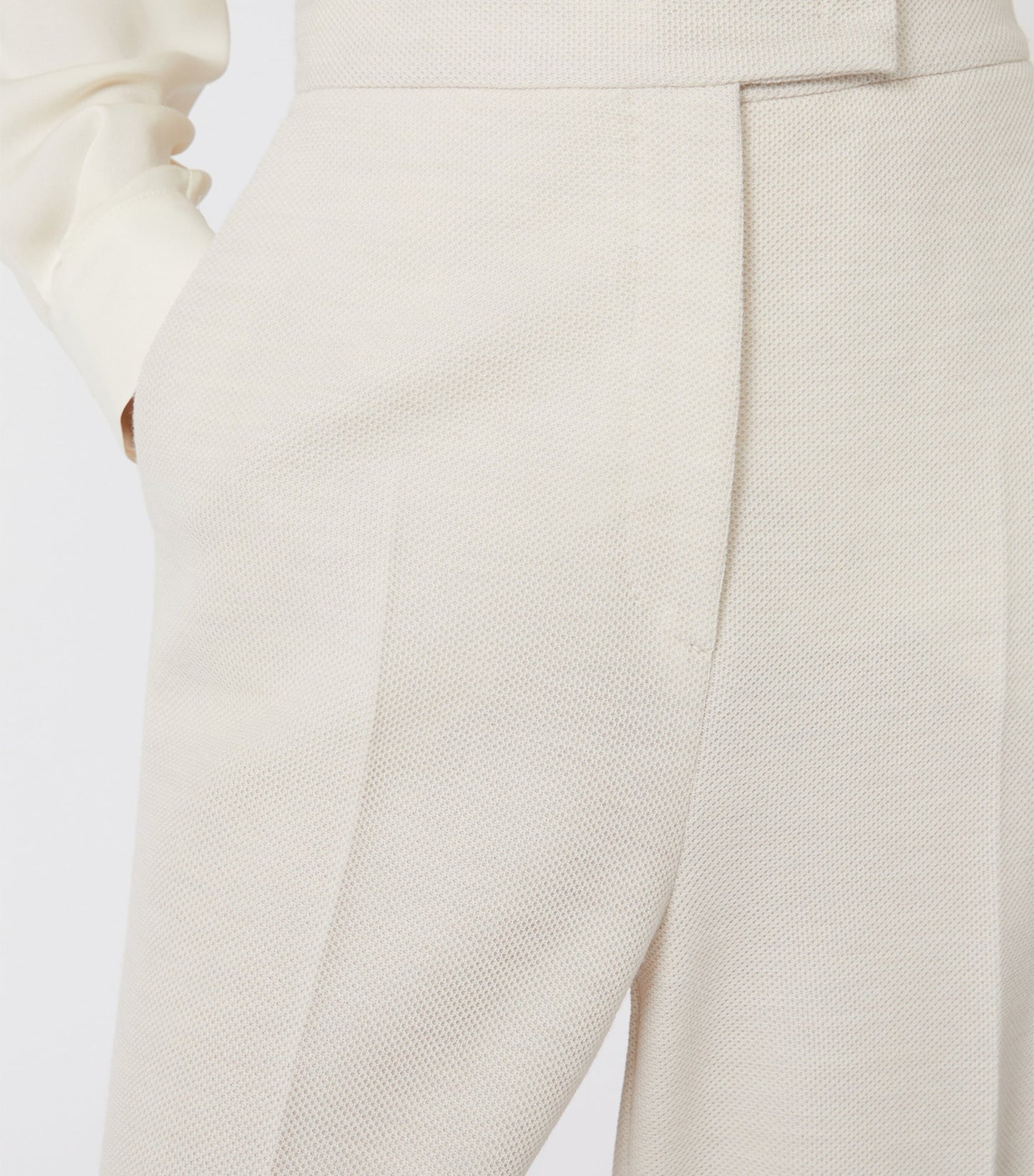 Wool Piqué Wide-Leg Trousers