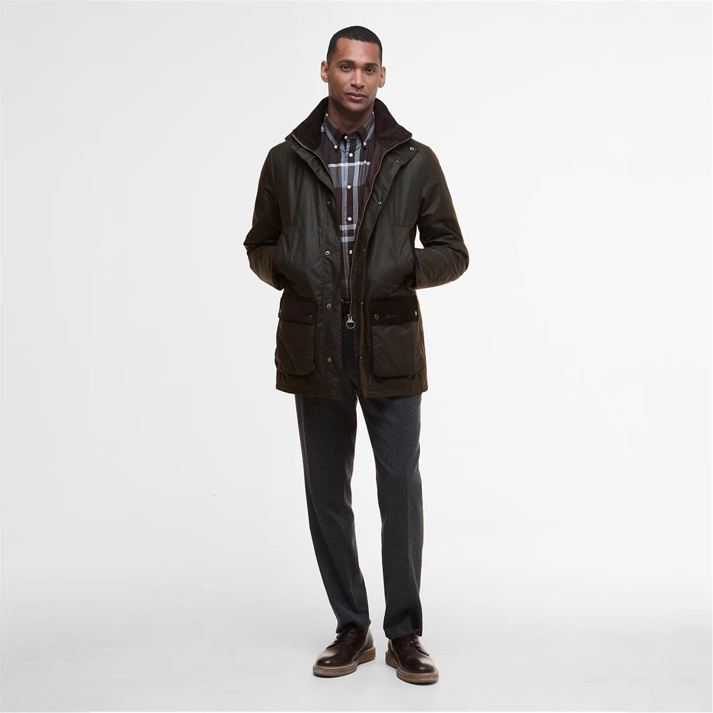 Barbour Men's Modern Border Water Resistant Long Sleeve Wax Jacket