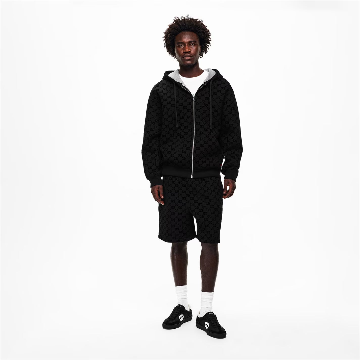 GUCCI Men's Flock Zip Hoodie