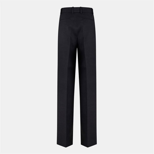 Women's Plain Wool Wide Leg Trousers