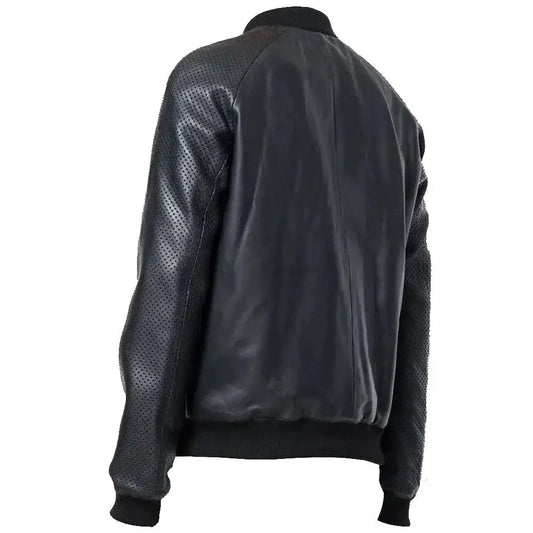 Mens Studded Leather Bomber Jacket