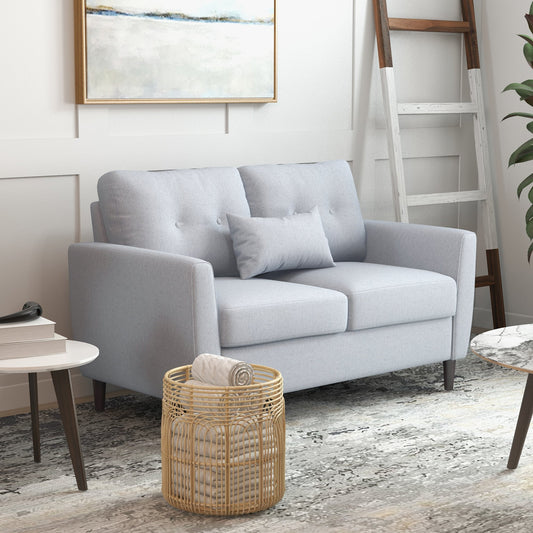 HOMCOM 2 Seater Fabric Modern Sofa with Spring Cushion - Grey