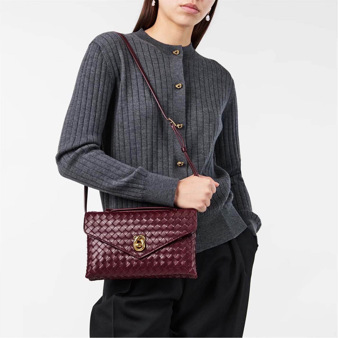 Knot Lock Leather Crossbody Bag