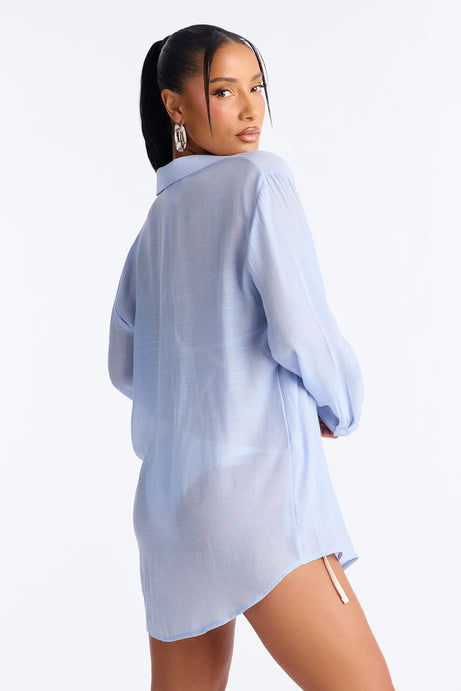 So Effortlessly Coverup Shirt - Blue