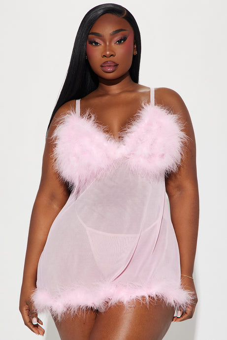 Sweet Lust Feather Babydoll - Pink