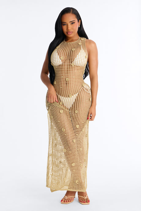 Picking Petals Sleeveless Coverup - Gold