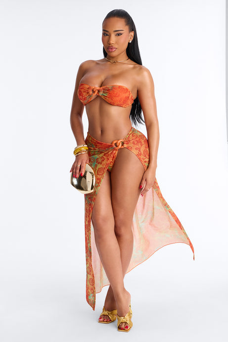 Pure Paradise Bikini And Sarong - Orange/combo