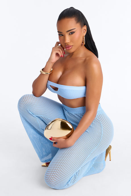 Warm Breeze Fishnet Swim Cover Up Pants - Blue