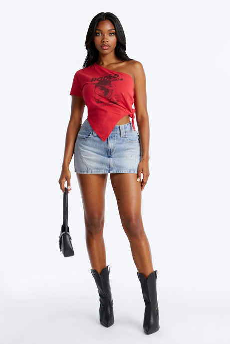 Rodeo Show One Shoulder Tee - Red