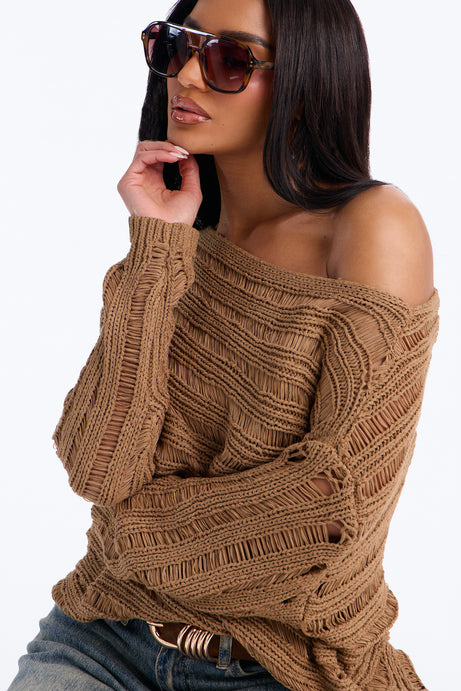 Cute As Ever Distressed Sweater - Olive