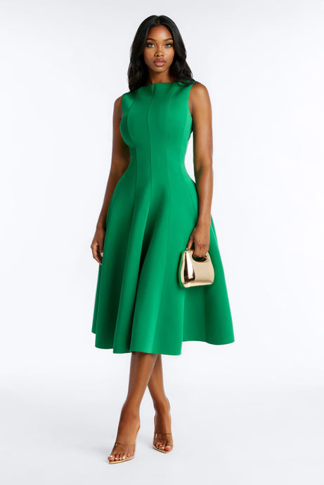 Sweet Sunday Pleated Midi Dress - Kelly Green