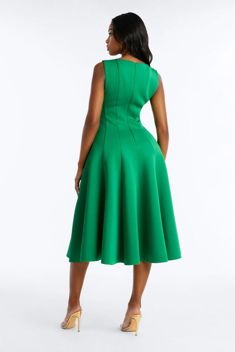 Sweet Sunday Pleated Midi Dress - Kelly Green