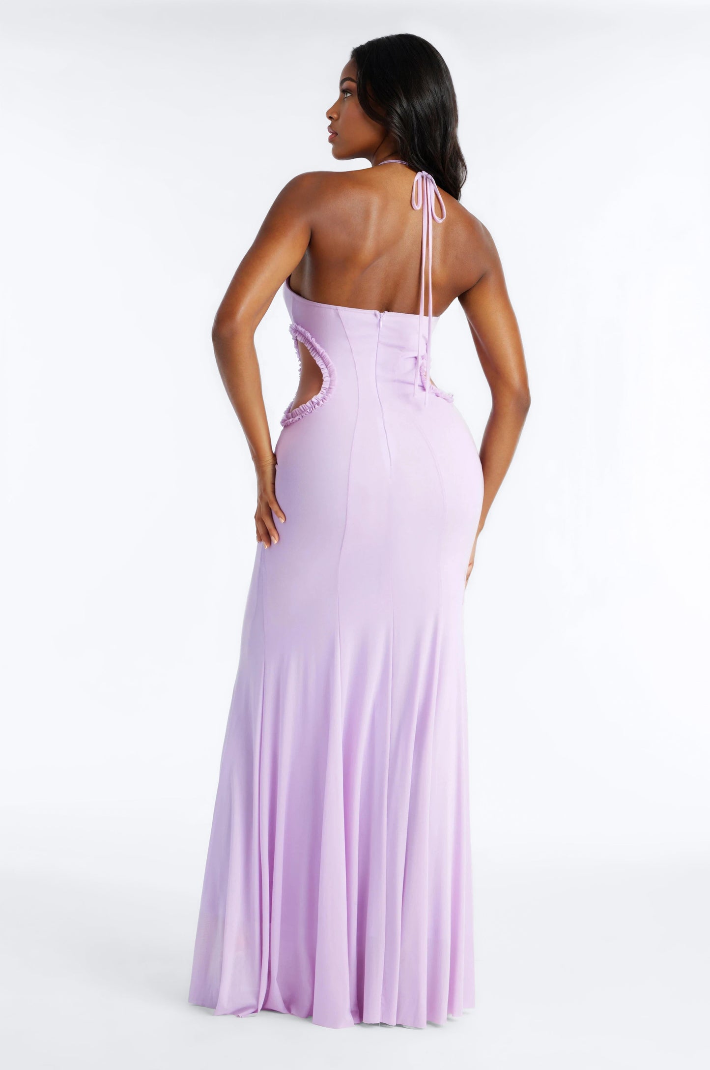 Garden Spirit Cut Out Mesh Gown - Lavender