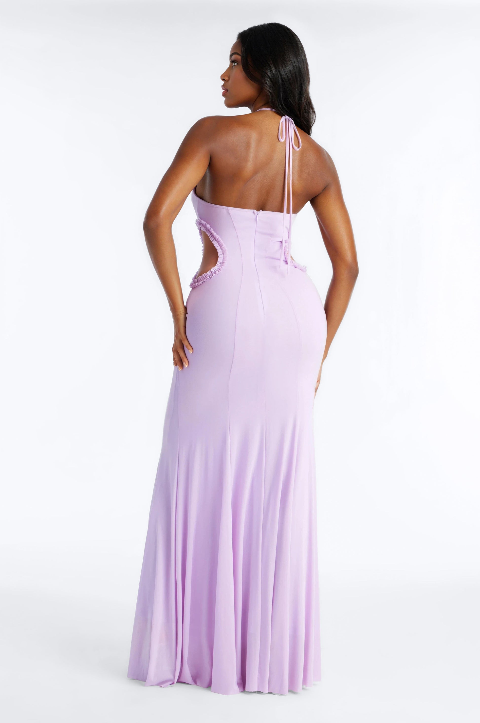 Garden Spirit Cut Out Mesh Gown - Lavender