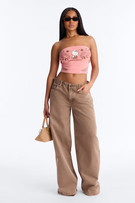 Ashland Non Stretch Loose Jeans - Brown