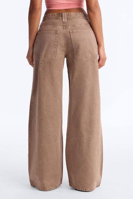 Ashland Non Stretch Loose Jeans - Brown