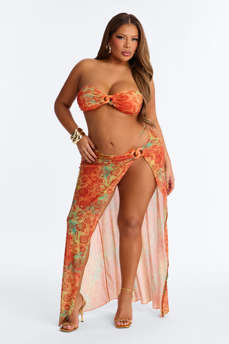 Pure Paradise Bikini And Sarong - Orange/combo