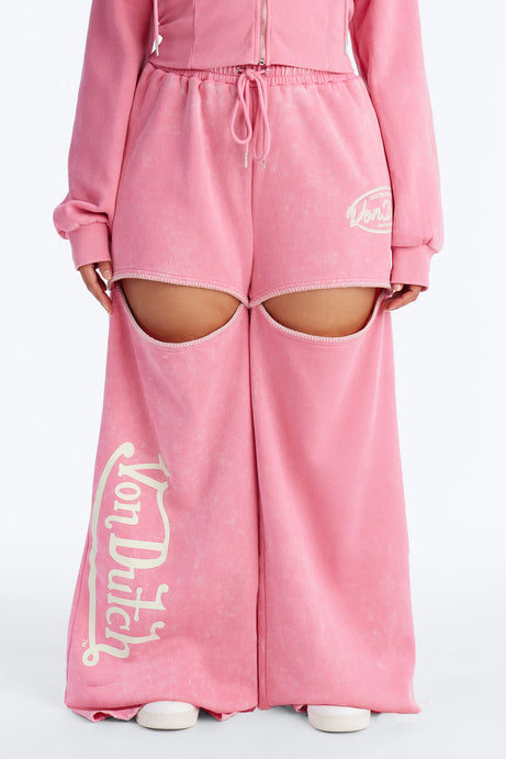 Von Dutch Washed Faded Love Pants - Pink