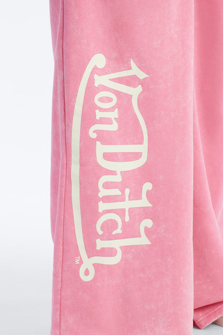 Von Dutch Washed Faded Love Pants - Pink
