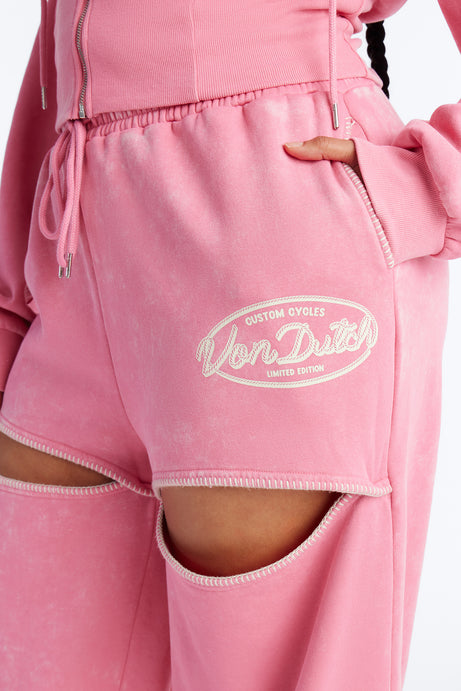 Von Dutch Washed Faded Love Pants - Pink