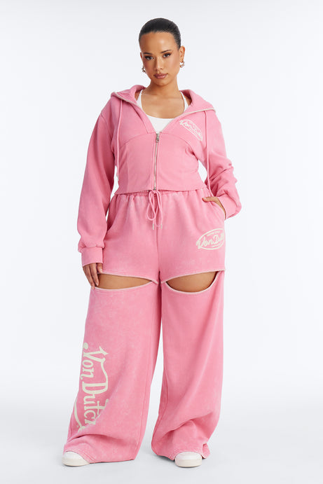 Von Dutch Washed Faded Love Pants - Pink