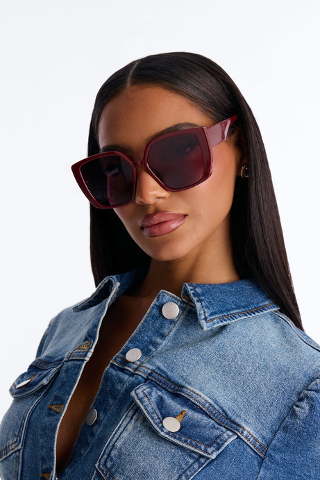 Michelle Cat Eye Sunglasses - Burgundy