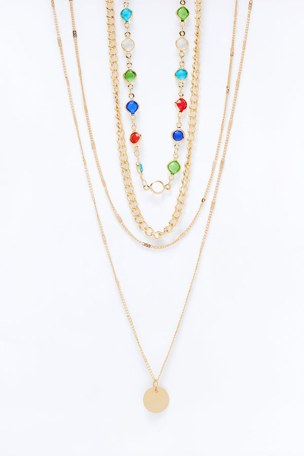 Pure Radiance Layered Neckalce - Gold/Multi