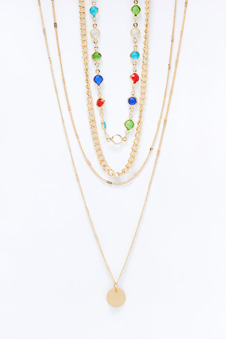 Pure Radiance Layered Neckalce - Gold/Multi