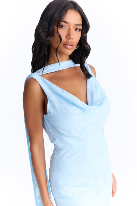 Sugar Rush Floral Chiffon Gown - Light Blue