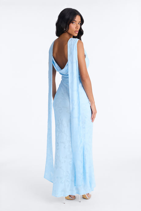Sugar Rush Floral Chiffon Gown - Light Blue