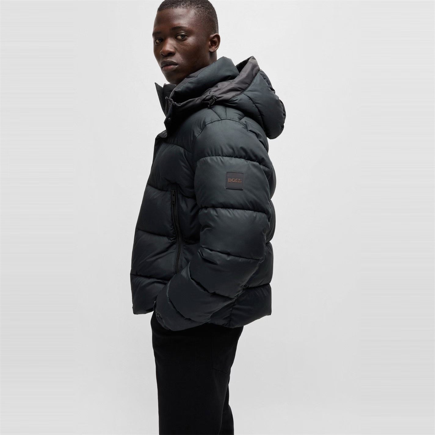 Boss Men's Omaris Water-Repellent Hooded Long Sleeve Short Puffer Jacket