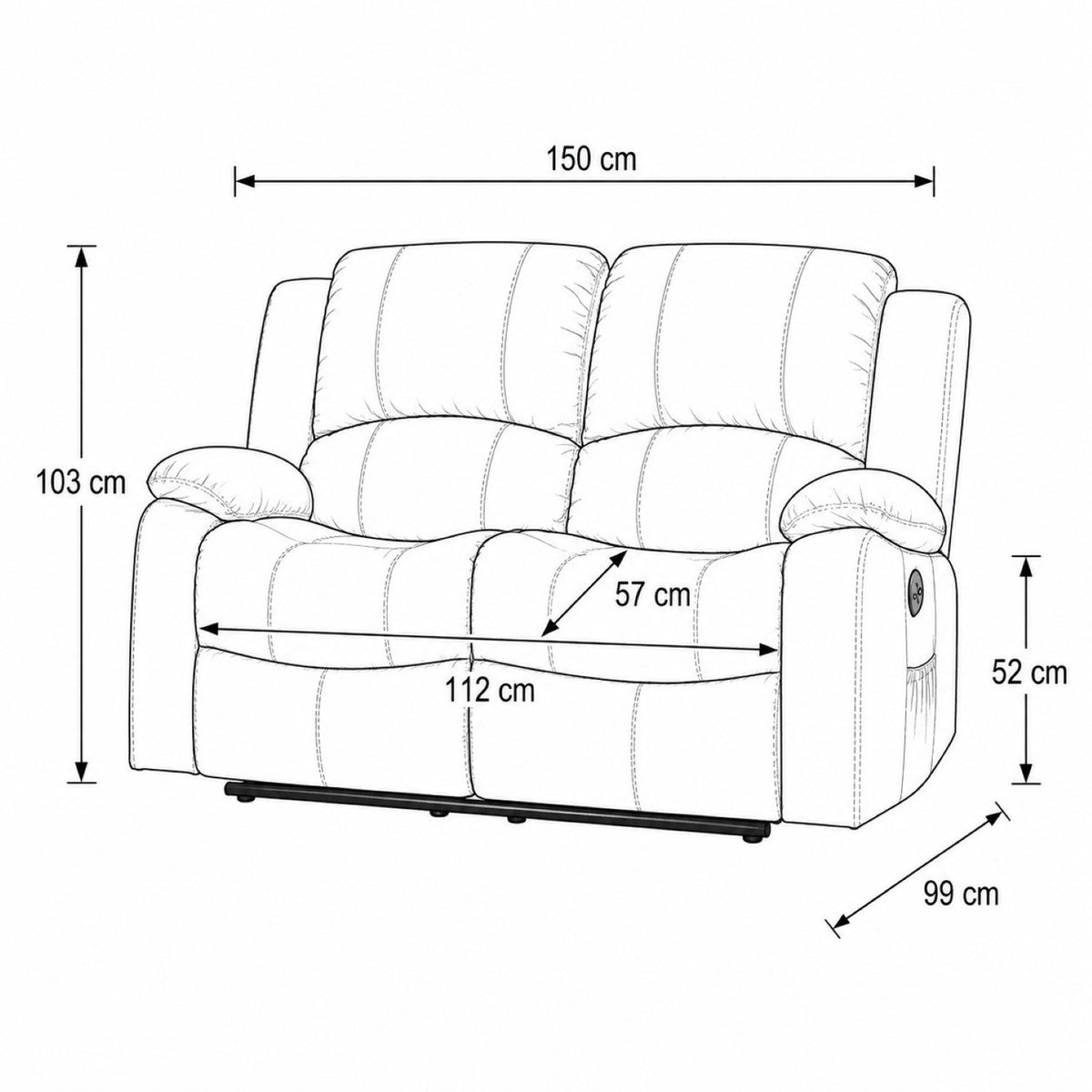 Artemis Home Marldon 2 Seat Electric Reclining Sofa - Beige