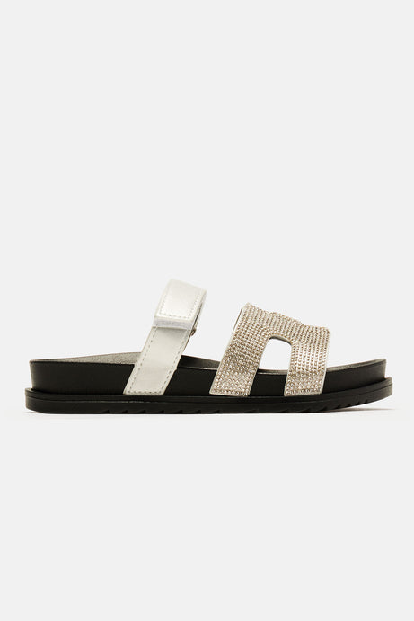 As I Go Embellished Casual Slides - Silver