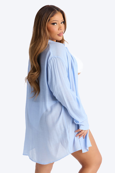 So Effortlessly Coverup Shirt - Blue