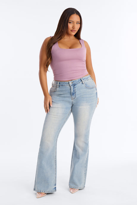 Broke The Code Compression Stretch Bootcut Jeans - Vintage Wash