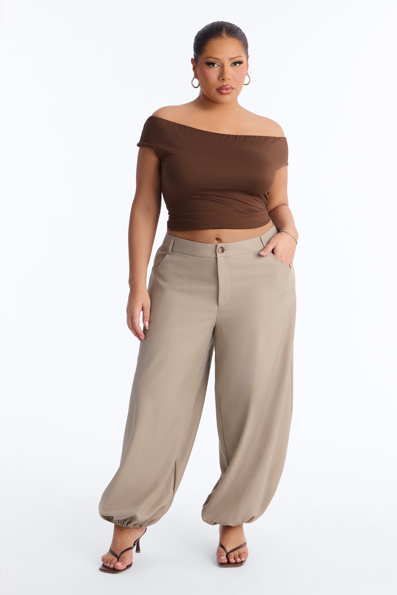 Rosalie Low Rise Trouser Jogger Pant 28" - Khaki