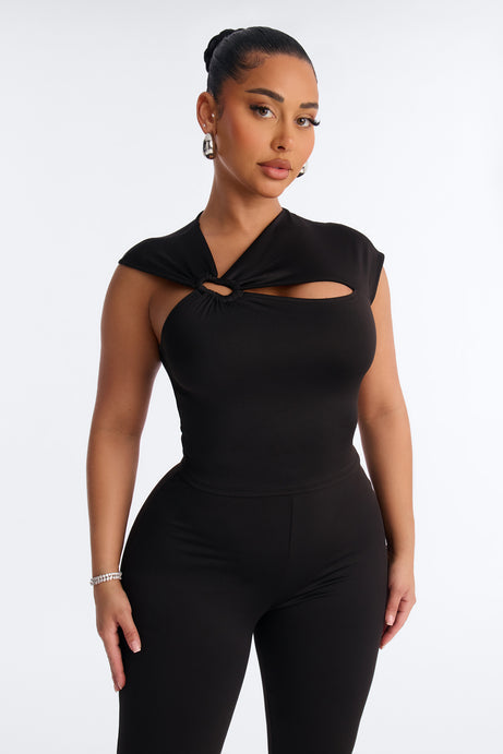 Brianna Cutout Capri Pant Set - Black