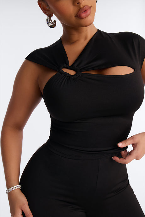 Brianna Cutout Capri Pant Set - Black