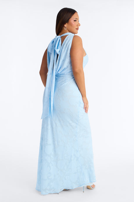 Sugar Rush Floral Chiffon Gown - Light Blue