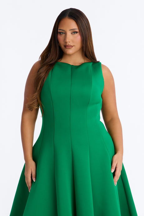 Sweet Sunday Pleated Midi Dress - Kelly Green