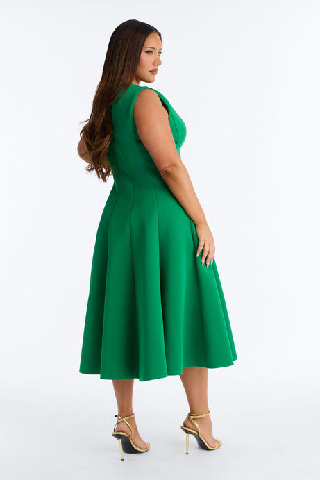Sweet Sunday Pleated Midi Dress - Kelly Green