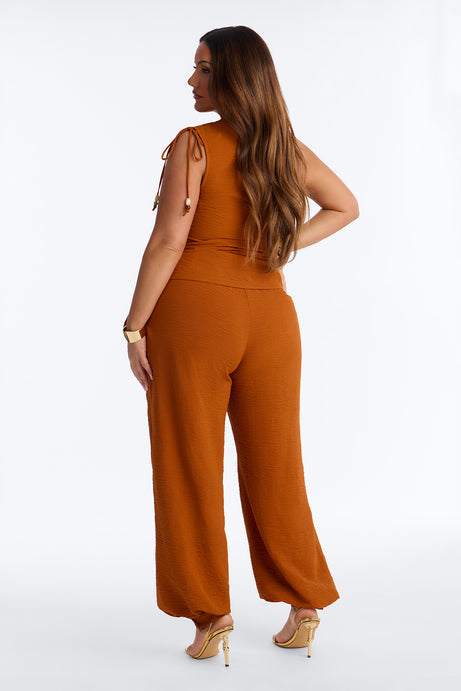 Willow One Shoulder Balloon Pant Set - Rust