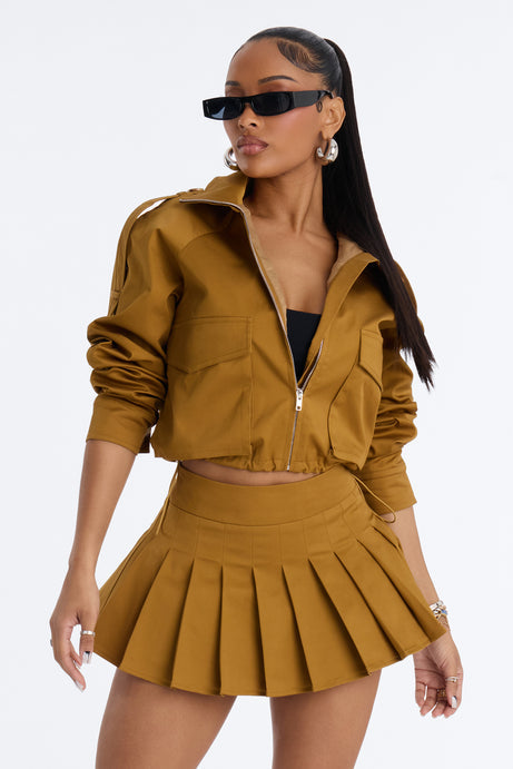 Blakely Twill Cropped Utility Jacket - Khaki