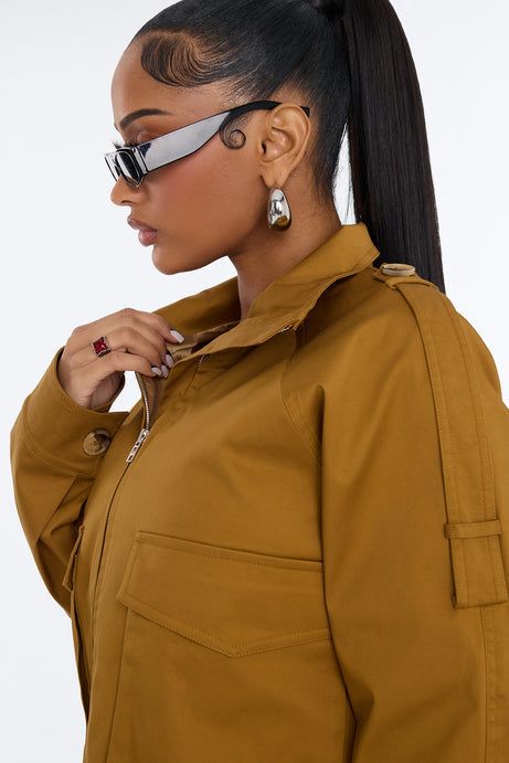 Blakely Twill Cropped Utility Jacket - Khaki