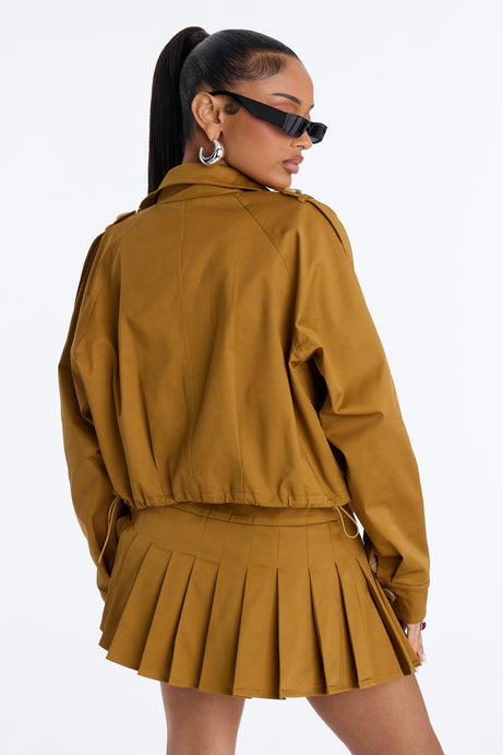Blakely Twill Cropped Utility Jacket - Khaki