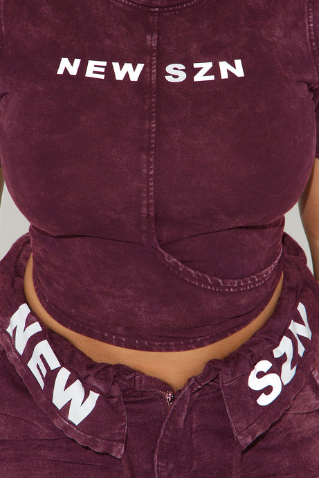 New SZN Washed Pant Set - Burgundy