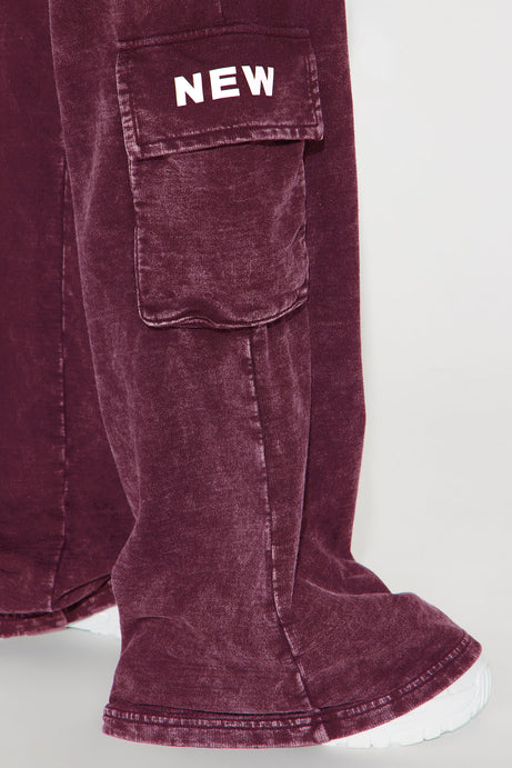 New SZN Washed Pant Set - Burgundy