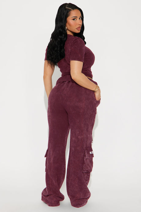 New SZN Washed Pant Set - Burgundy