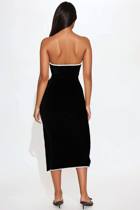Strong Attraction Strapless Midi Dress - Black/White