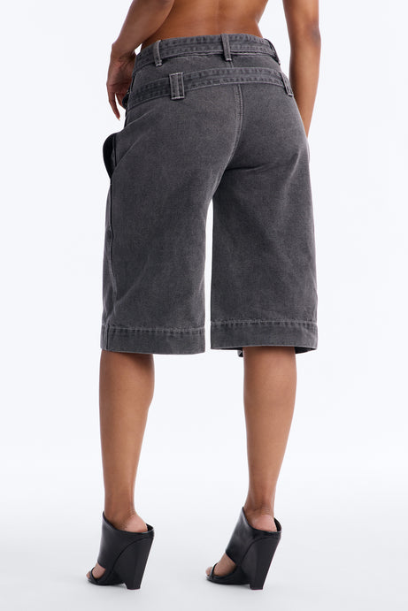 Loving London Belted Denim Jorts - Grey